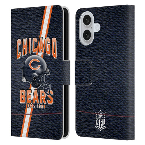 NFL Chicago Bears Logo Art Football Stripes Leather Book Wallet Case Cover For Apple iPhone 16