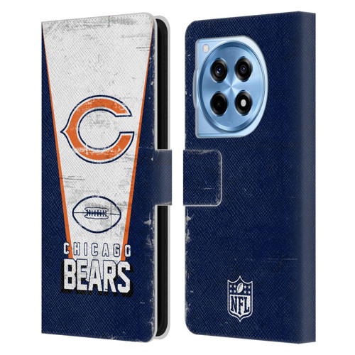 NFL Chicago Bears Logo Art Banner Leather Book Wallet Case Cover For OnePlus 12R