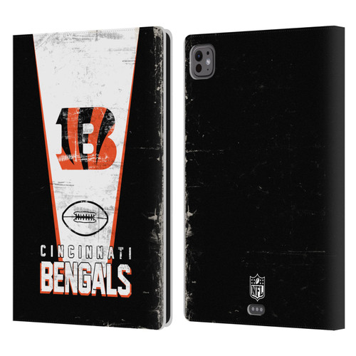 NFL Cincinnati Bengals Logo Art Banner Leather Book Wallet Case Cover For Apple iPad Pro 11 M4 2024