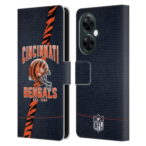 NFL Cincinnati Bengals Logo Art Football Stripes Leather Book Wallet Case Cover For OnePlus Nord CE 3 Lite 5G