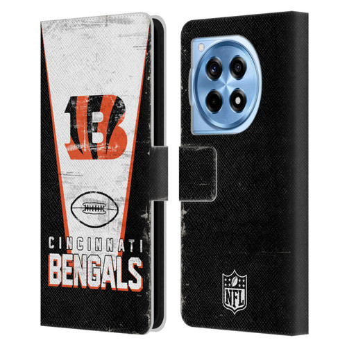 NFL Cincinnati Bengals Logo Art Banner Leather Book Wallet Case Cover For OnePlus 12R