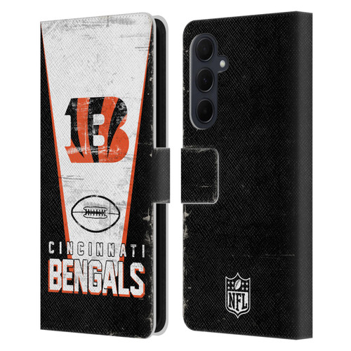 NFL Cincinnati Bengals Logo Art Banner Leather Book Wallet Case Cover For Samsung Galaxy A35 5G