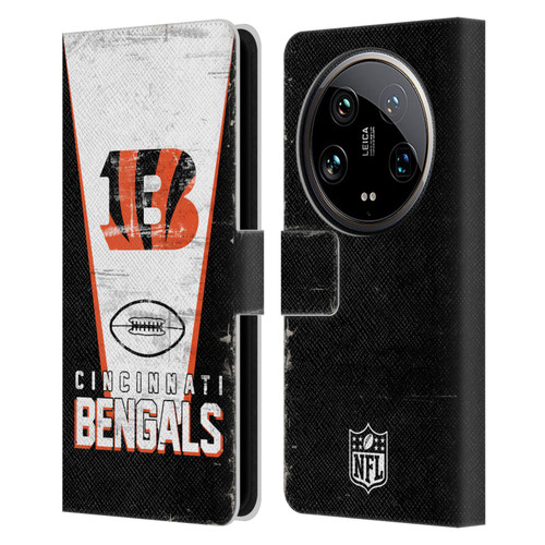 NFL Cincinnati Bengals Logo Art Banner Leather Book Wallet Case Cover For Xiaomi 14 Ultra