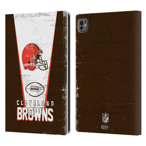 NFL Cleveland Browns Logo Art Banner Leather Book Wallet Case Cover For Apple iPad Pro 11 M4 2024
