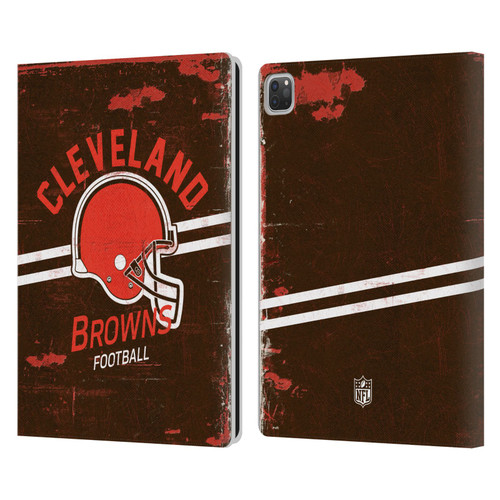 NFL Cleveland Browns Logo Art Helmet Distressed Leather Book Wallet Case Cover For Apple iPad Pro 13 M4 2024