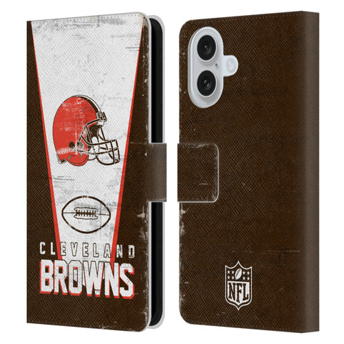 NFL Cleveland Browns Logo Art Banner Leather Book Wallet Case Cover For Apple iPhone 16