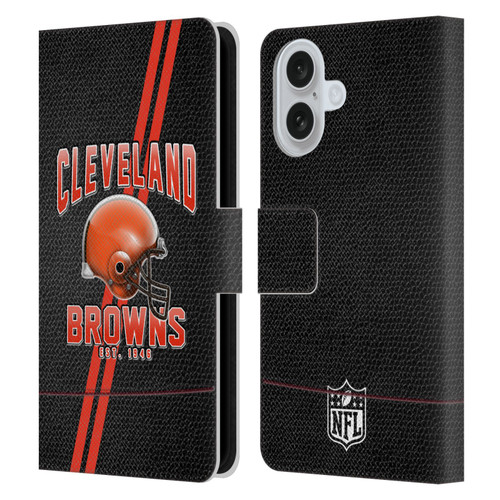 NFL Cleveland Browns Logo Art Football Stripes Leather Book Wallet Case Cover For Apple iPhone 16
