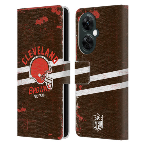 NFL Cleveland Browns Logo Art Helmet Distressed Leather Book Wallet Case Cover For OnePlus Nord CE 3 Lite 5G