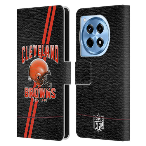 NFL Cleveland Browns Logo Art Football Stripes Leather Book Wallet Case Cover For OnePlus 12R