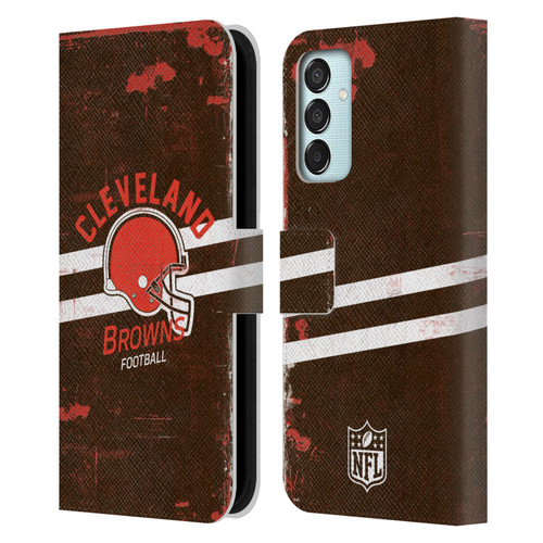 NFL Cleveland Browns Logo Art Helmet Distressed Leather Book Wallet Case Cover For Samsung Galaxy M15/F15 5G