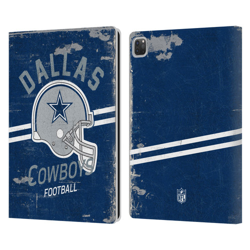 NFL Dallas Cowboys Logo Art Helmet Distressed Leather Book Wallet Case Cover For Apple iPad Pro 13 M4 2024