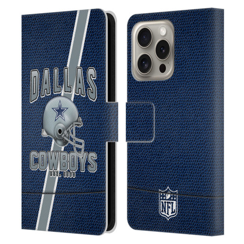 NFL Dallas Cowboys Logo Art Football Stripes Leather Book Wallet Case Cover For Apple iPhone 16 Pro