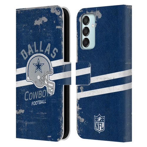 NFL Dallas Cowboys Logo Art Helmet Distressed Leather Book Wallet Case Cover For Samsung Galaxy M15/F15 5G
