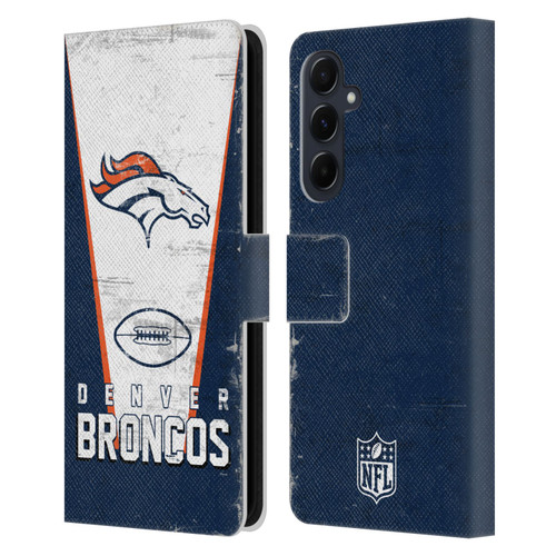 NFL Denver Broncos Logo Art Banner Leather Book Wallet Case Cover For Samsung Galaxy A55 5G