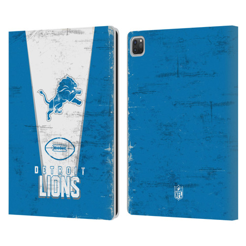 NFL Detroit Lions Logo Art Banner Leather Book Wallet Case Cover For Apple iPad Pro 13 M4 2024