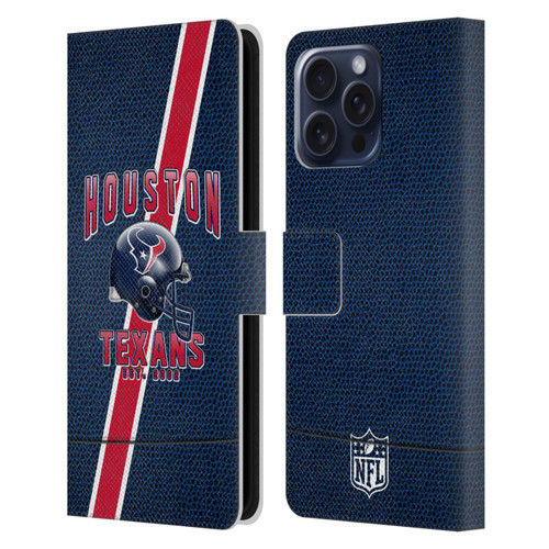 NFL Houston Texans Logo Art Football Stripes Leather Book Wallet Case Cover For Apple iPhone 16 Pro Max