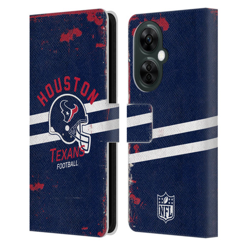 NFL Houston Texans Logo Art Helmet Distressed Leather Book Wallet Case Cover For OnePlus Nord CE 3 Lite 5G