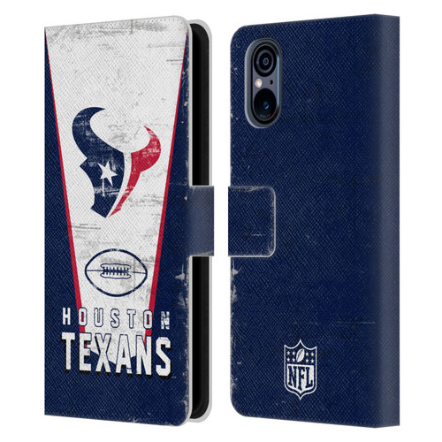 NFL Houston Texans Logo Art Banner Leather Book Wallet Case Cover For Sony Xperia 5 V 5G