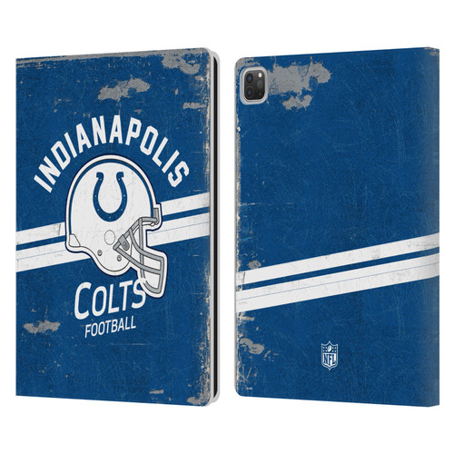 NFL Indianapolis Colts Logo Art Helmet Distressed Leather Book Wallet Case Cover For Apple iPad Pro 13 M4 2024
