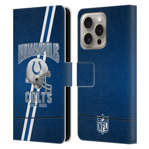 NFL Indianapolis Colts Logo Art Football Stripes Leather Book Wallet Case Cover For Apple iPhone 16 Pro