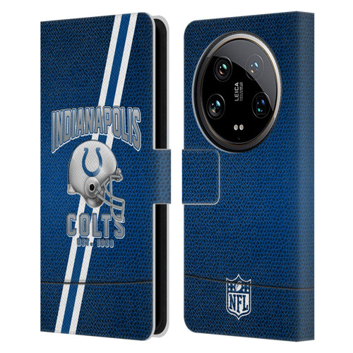 NFL Indianapolis Colts Logo Art Football Stripes Leather Book Wallet Case Cover For Xiaomi 14 Ultra