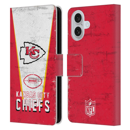 NFL Kansas City Chiefs Logo Art Banner Leather Book Wallet Case Cover For Apple iPhone 16