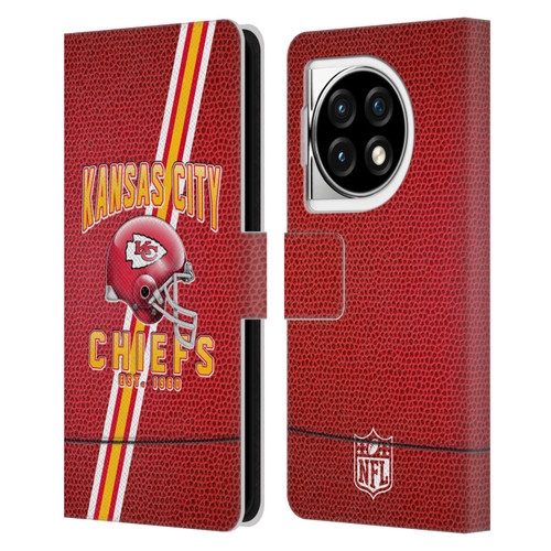 NFL Kansas City Chiefs Logo Art Football Stripes Leather Book Wallet Case Cover For OPPO OnePlus Ace 3 5G