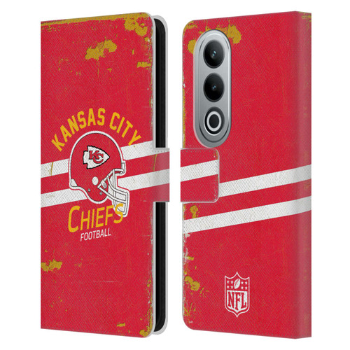NFL Kansas City Chiefs Logo Art Helmet Distressed Leather Book Wallet Case Cover For OPPO OnePlus Ace 3V 5G