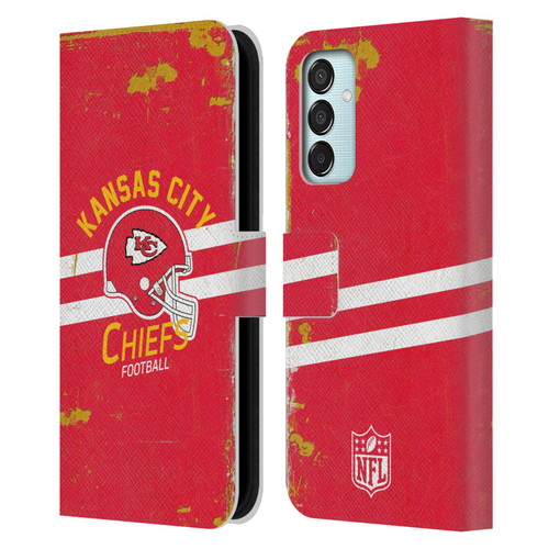NFL Kansas City Chiefs Logo Art Helmet Distressed Leather Book Wallet Case Cover For Samsung Galaxy M15/F15 5G