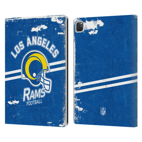 NFL Los Angeles Rams Logo Art Helmet Distressed Look 100th Leather Book Wallet Case Cover For Apple iPad Pro 13 M4 2024