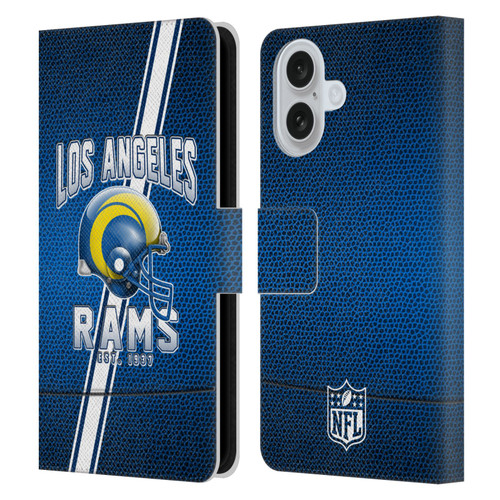 NFL Los Angeles Rams Logo Art Football Stripes 100th Leather Book Wallet Case Cover For Apple iPhone 16