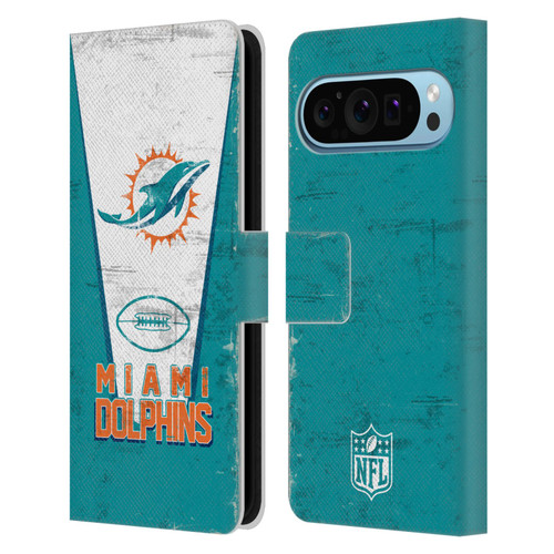 NFL Miami Dolphins Logo Art Banner Leather Book Wallet Case Cover For Google Pixel 9 / Pixel 9 Pro NFL Miami Dolphins Logo Art Banner Leather Book Wallet Case Cover For Google Pixel 9 / Pixel 9 Pro