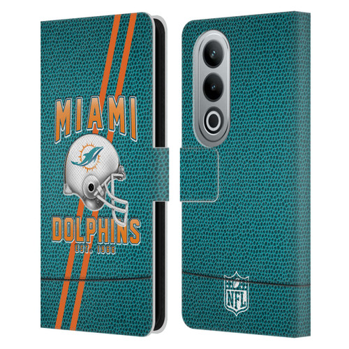NFL Miami Dolphins Logo Art Football Stripes Leather Book Wallet Case Cover For OPPO OnePlus Ace 3V 5G