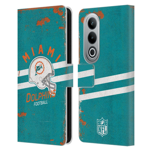 NFL Miami Dolphins Logo Art Helmet Distressed Leather Book Wallet Case Cover For OPPO OnePlus Ace 3V 5G