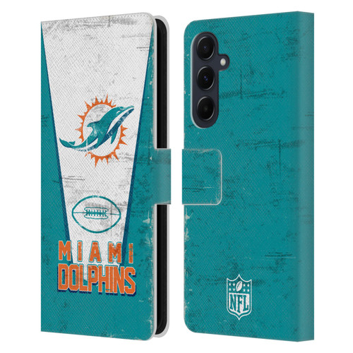 NFL Miami Dolphins Logo Art Banner Leather Book Wallet Case Cover For Samsung Galaxy A55 5G