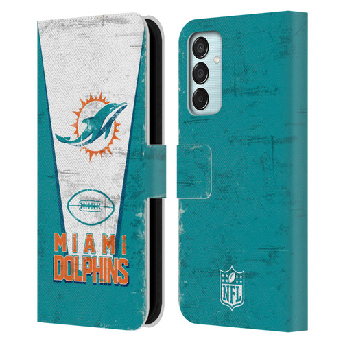 NFL Miami Dolphins Logo Art Banner Leather Book Wallet Case Cover For Samsung Galaxy M15/F15 5G