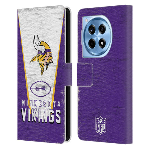 NFL Minnesota Vikings Logo Art Banner Leather Book Wallet Case Cover For OnePlus 12R