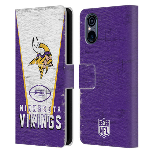 NFL Minnesota Vikings Logo Art Banner Leather Book Wallet Case Cover For Sony Xperia 5 V 5G