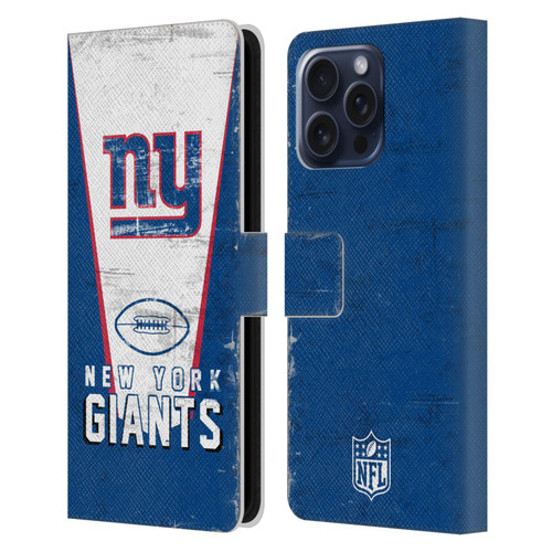 NFL New York Giants Logo Art Banner Leather Book Wallet Case Cover For Apple iPhone 16 Pro Max