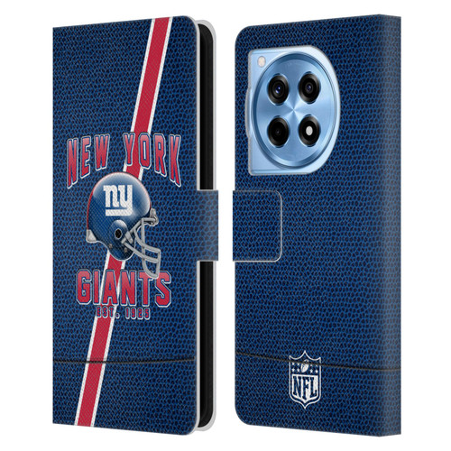 NFL New York Giants Logo Art Football Stripes Leather Book Wallet Case Cover For OnePlus 12R