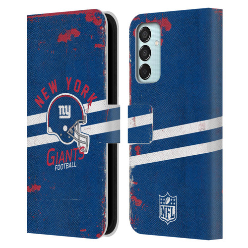 NFL New York Giants Logo Art Helmet Distressed Leather Book Wallet Case Cover For Samsung Galaxy M15/F15 5G