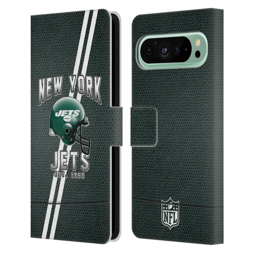 NFL New York Jets Logo Art Football Stripes Leather Book Wallet Case Cover For Google Pixel 9 Pro XL