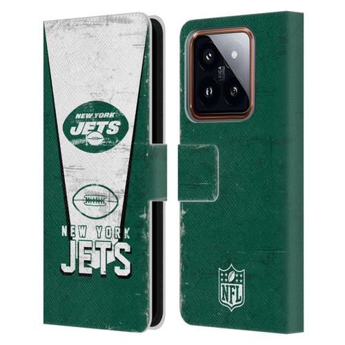 NFL New York Jets Logo Art Banner Leather Book Wallet Case Cover For Xiaomi 14