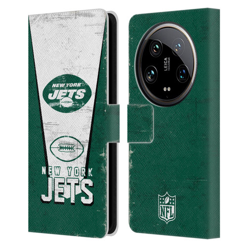 NFL New York Jets Logo Art Banner Leather Book Wallet Case Cover For Xiaomi 14 Ultra