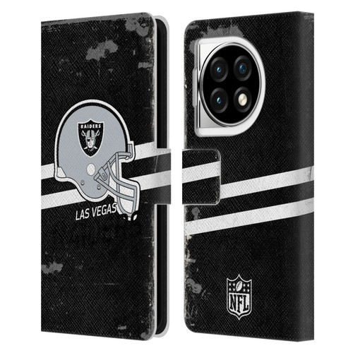 NFL Las Vegas Raiders Logo Art Helmet Distressed Look 100th Leather Book Wallet Case Cover For OPPO OnePlus Ace 3 5G