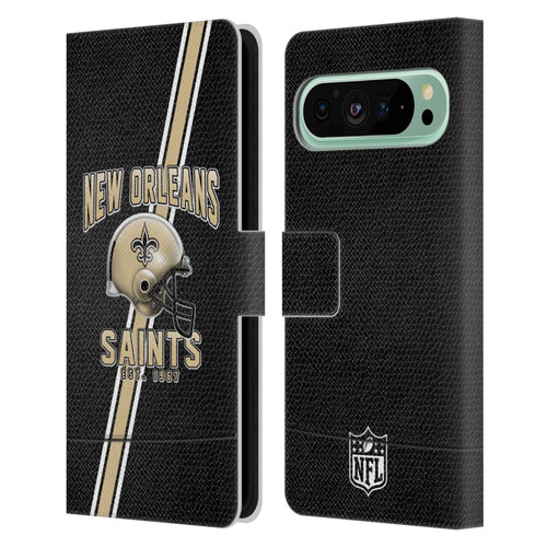 NFL New Orleans Saints Logo Art Football Stripes Leather Book Wallet Case Cover For Google Pixel 9 Pro XL