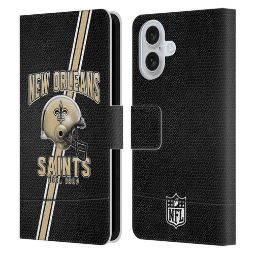NFL New Orleans Saints Logo Art Football Stripes Leather Book Wallet Case Cover For Apple iPhone 16 NFL New Orleans Saints Logo Art Football Stripes Leather Book Wallet Case Cover For Apple iPhone 16