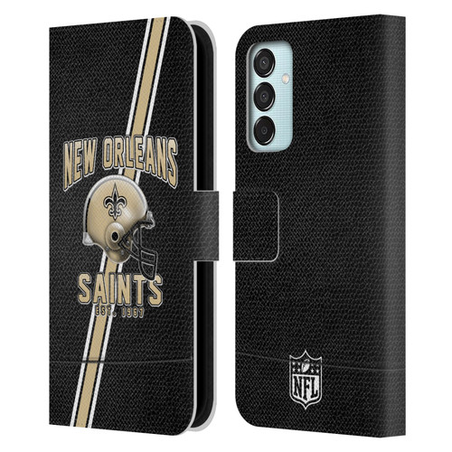 NFL New Orleans Saints Logo Art Football Stripes Leather Book Wallet Case Cover For Samsung Galaxy M15/F15 5G