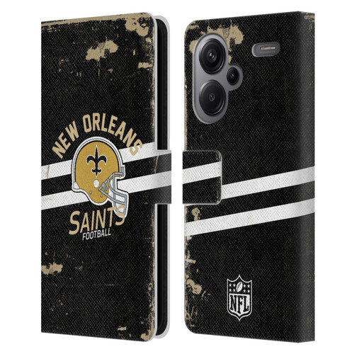 NFL New Orleans Saints Logo Art Helmet Distressed Leather Book Wallet Case Cover For Xiaomi Redmi Note 13 Pro Plus 5G