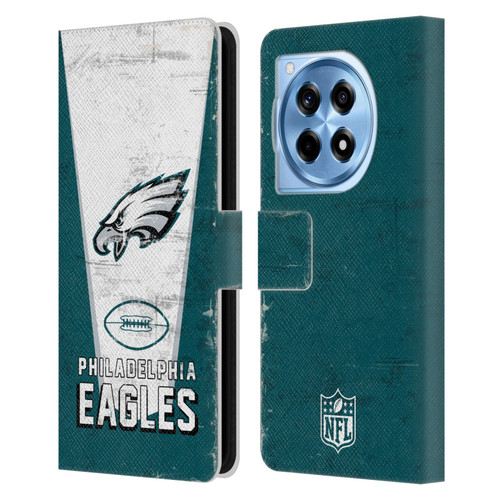 NFL Philadelphia Eagles Logo Art Banner Leather Book Wallet Case Cover For OnePlus 12R